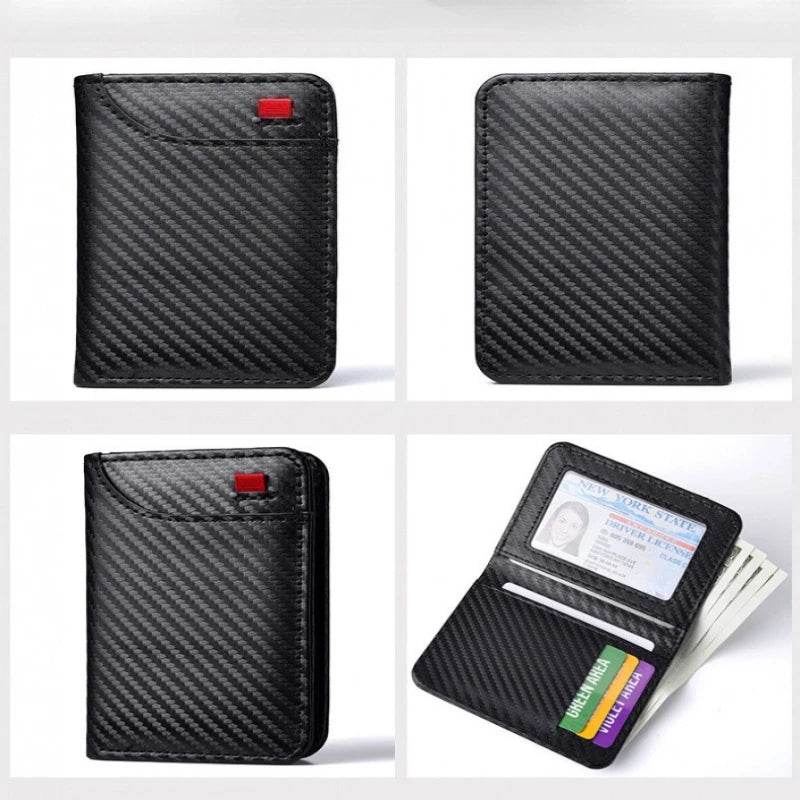 Men's Slim Bifold Wallet - Vertical ID Window & Multi-Card Slots, Compact Design for Credit Cards & IDs, Daily Carry Essential