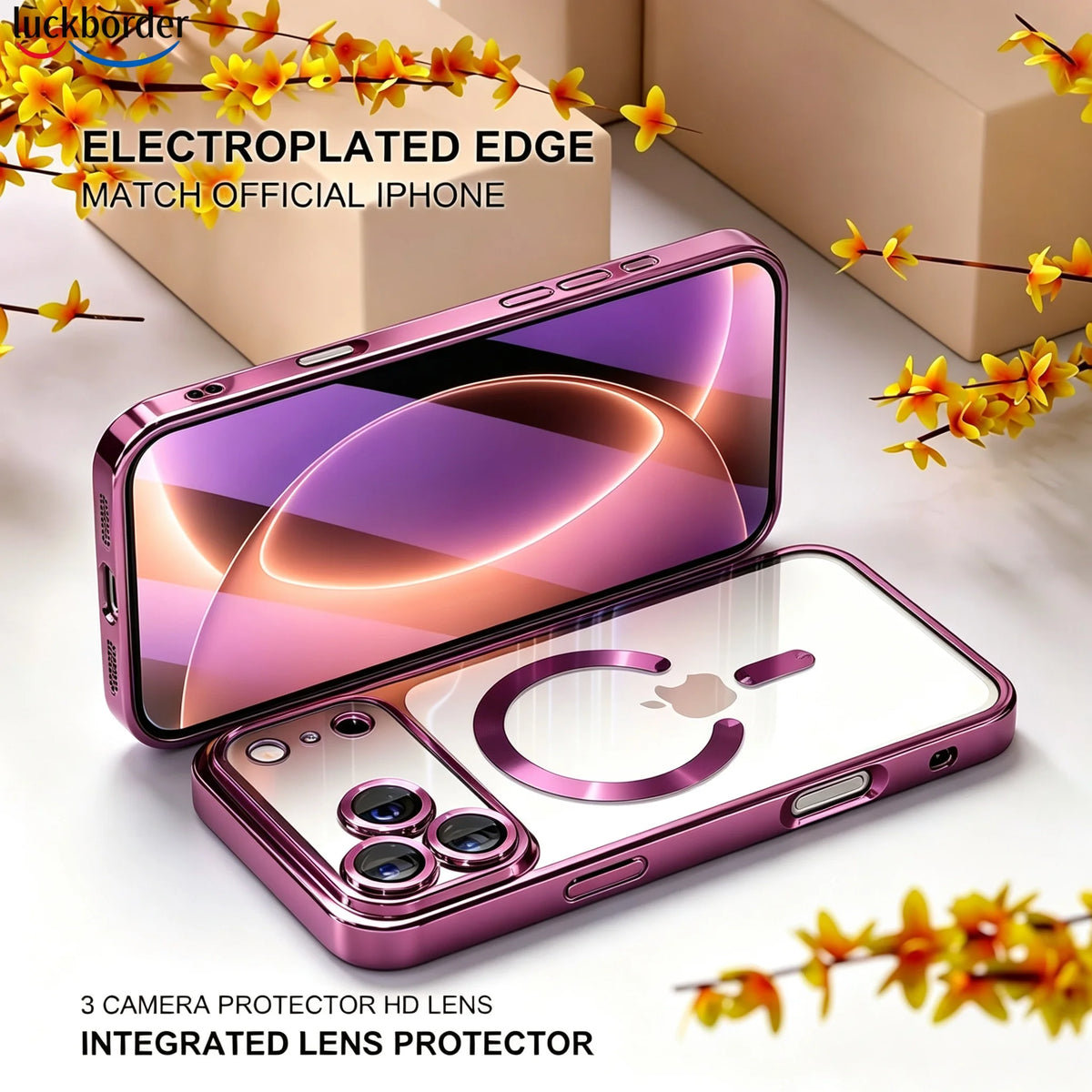 With Screen Protector Camera Protection Clear Luxury Plating Cover Soft TPU With Magnetic Phone Case For IPhone 18 17 Pro Max