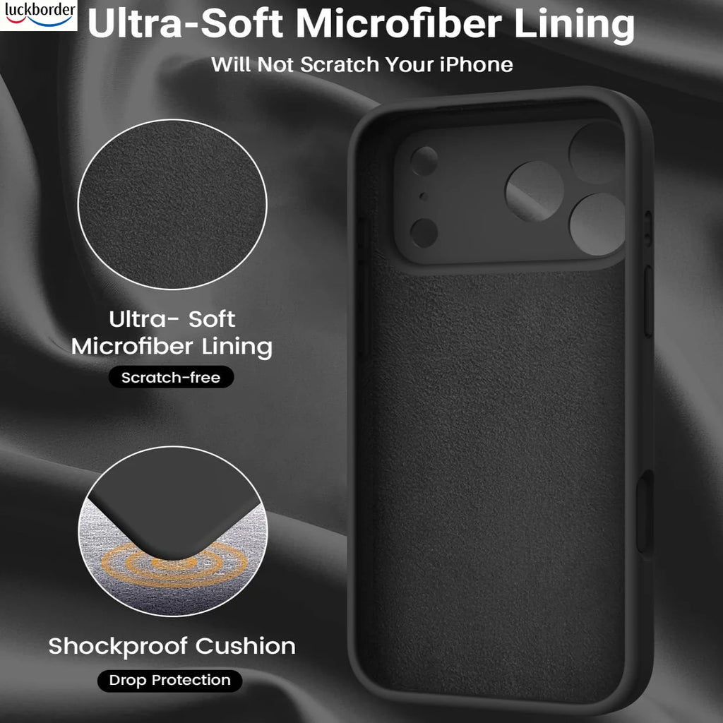 With Screen Protector Noble Fashion Solid Colour Shockproof Protective Liquid Silicone Phone Case For iPhone 18 Pro Max