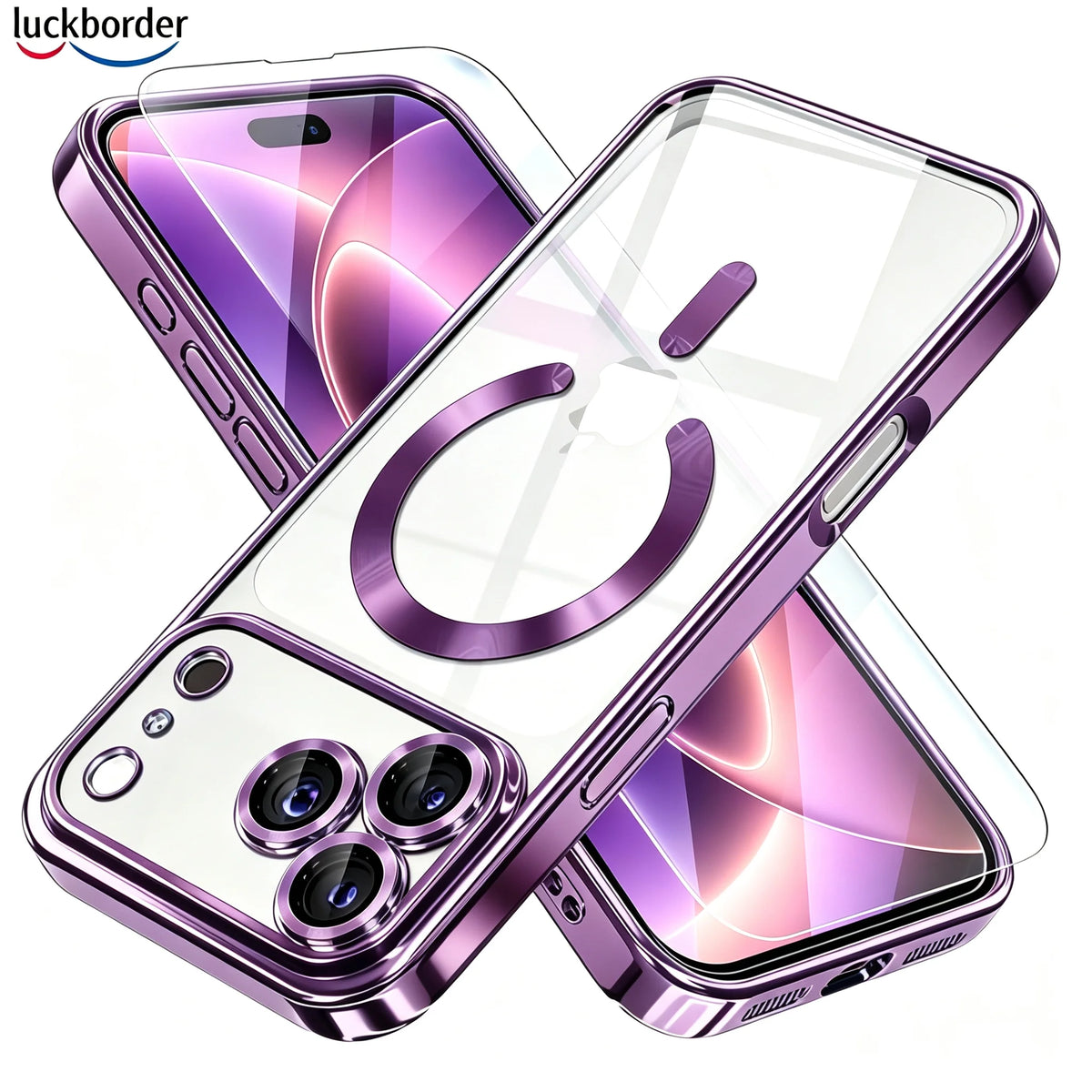 With Screen Protector Camera Protection Clear Luxury Plating Cover Soft TPU With Magnetic Phone Case For IPhone 18 17 Pro Max