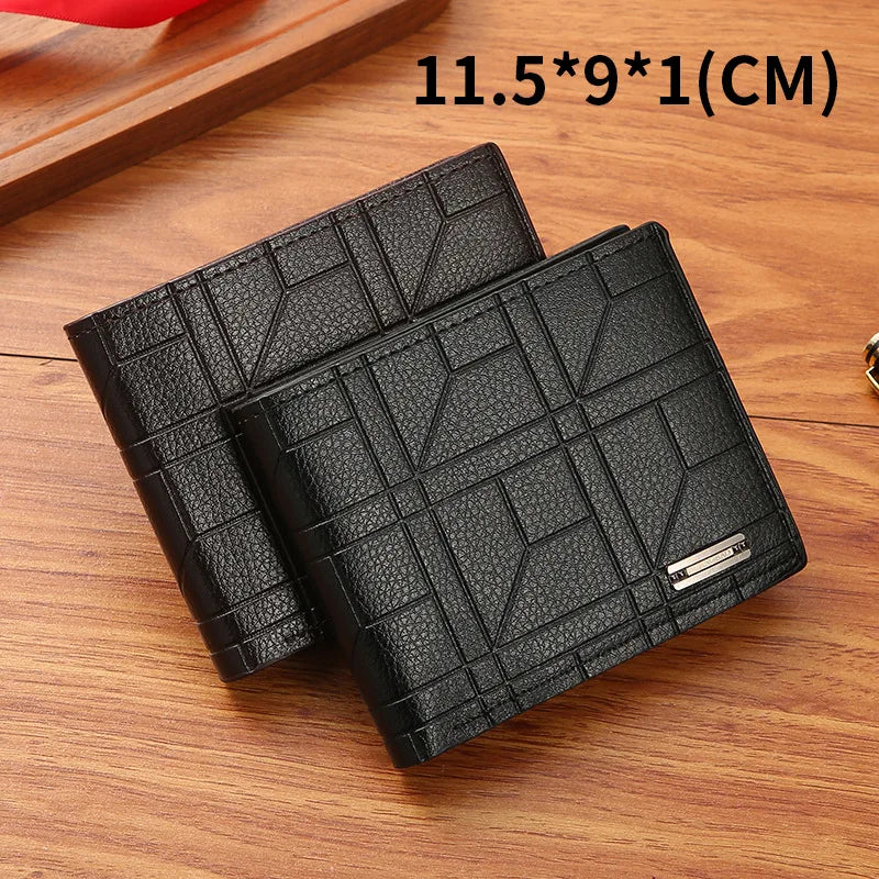Leather Men's Wallets Slim Bifold Wallet for Men Business Casual Man Short Thin Minimalist Multi Card Holder Purse Money Clip