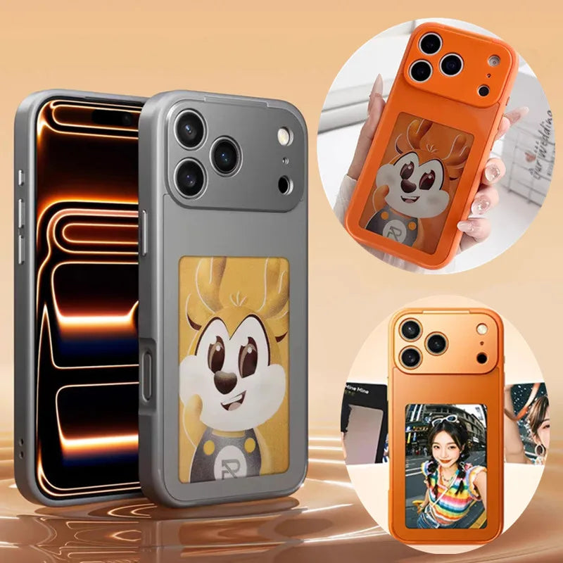High Tech NFC DIY E Ink Screen Display AI Case For iPhone 17 18 Pro Max 16 Customized Image Transmission Syncing Projector Cover