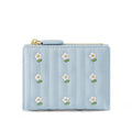Women Mini Cute PU Leather Short Wallet New Zipper Money Bag Solid Color Flower Card Holders Coin Purse Girls
