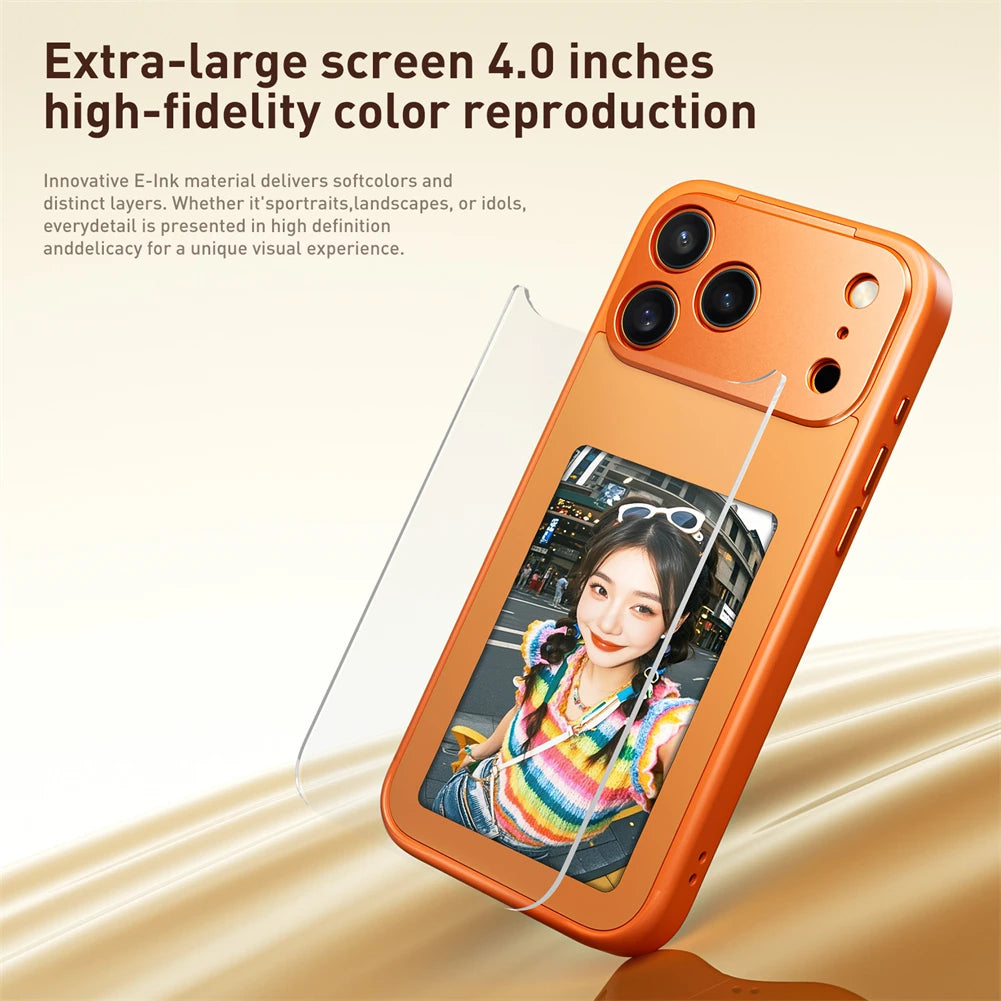 High Tech NFC DIY E Ink Screen Display AI Case For iPhone 17 18 Pro Max 16 Customized Image Transmission Syncing Projector Cover